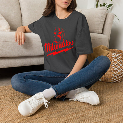 Milwaukee Pinup Tee — Retro Script & Lightning Graphic T‑Shirt