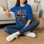 Gameday Football Bow T-Shirt — Floral Black & White Grunge Design