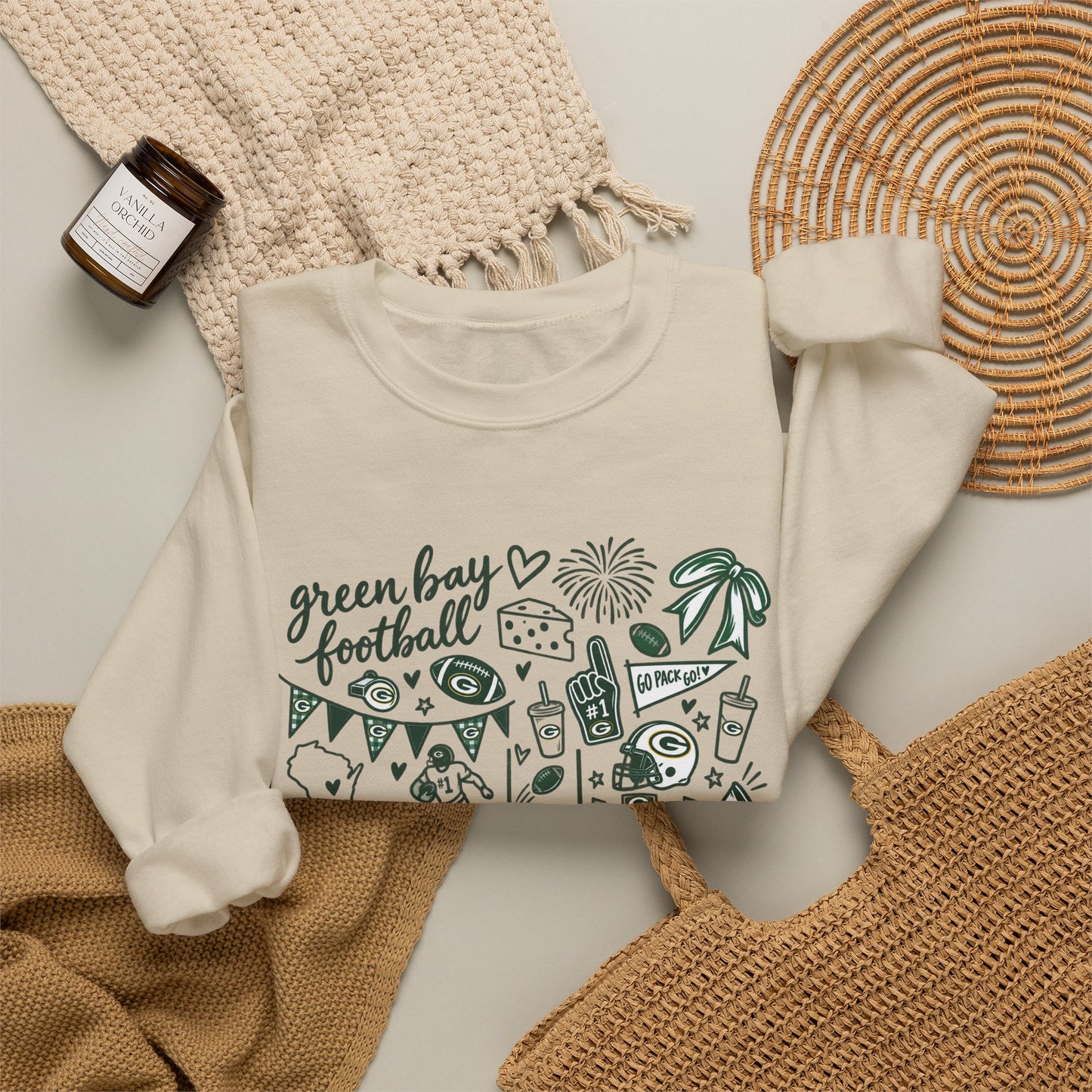 Green Bay Football Doodle Crewneck Sweatshirt