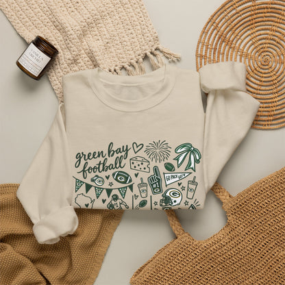 Green Bay Football Doodle Crewneck Sweatshirt