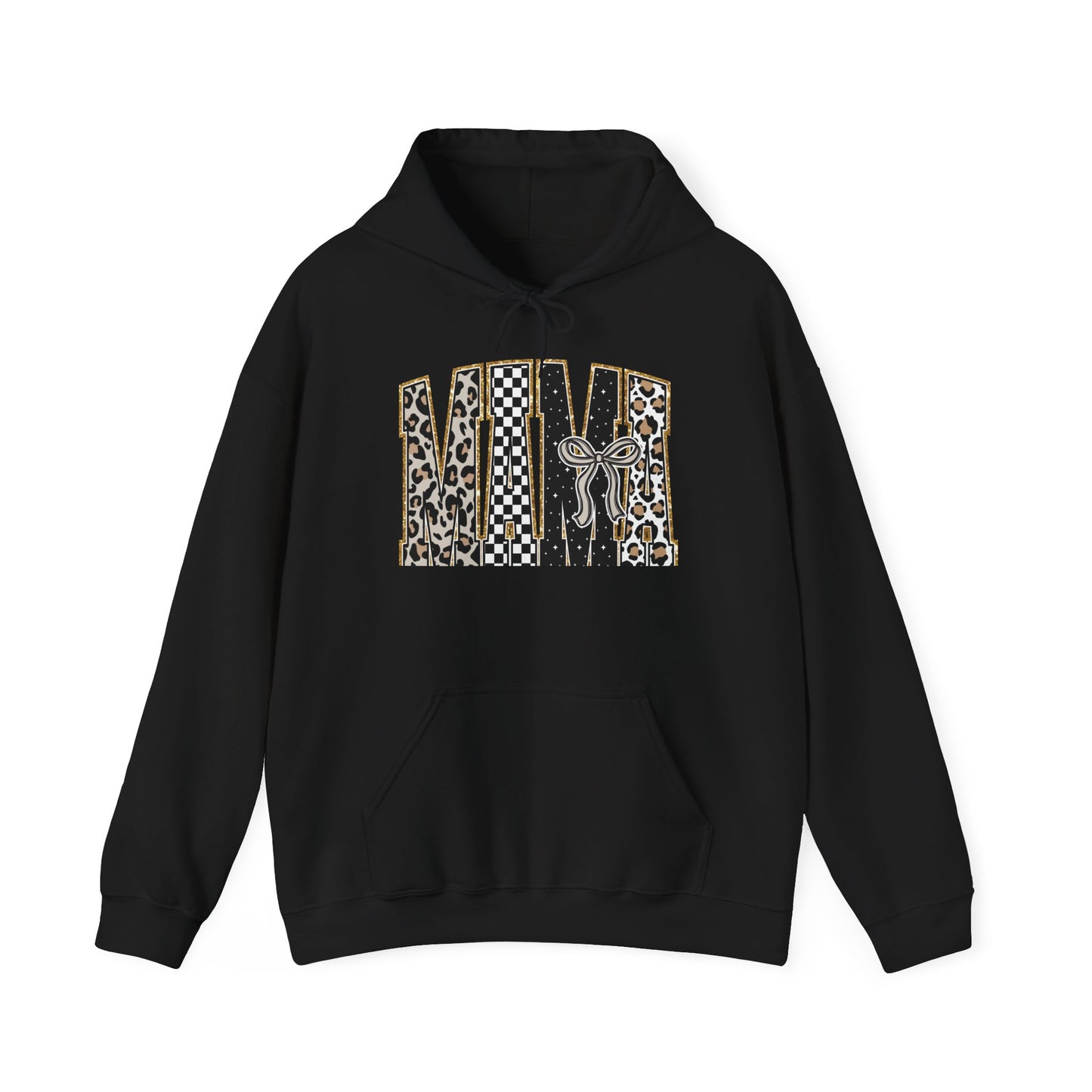 Cowhide Patchwork Hoodie — Leopard & Flag Graphic Pullover
