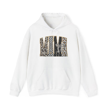 Cowhide Patchwork Hoodie — Leopard & Flag Graphic Pullover