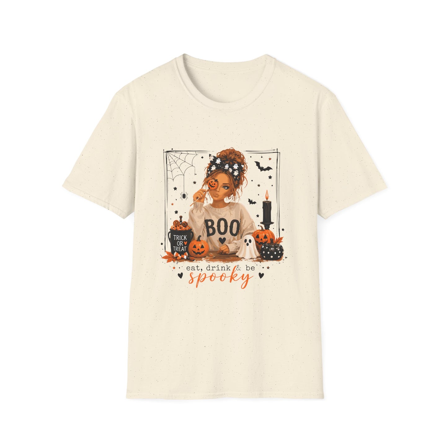 Halloween 'Boo' Girl T-Shirt — Cute Spooky Pumpkin & Candle Graphic Tee