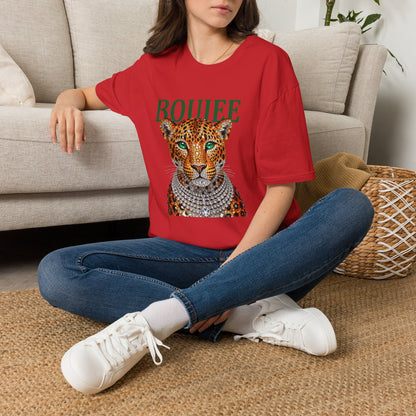 Boujee Leopard T-Shirt — Stylish Women’s Graphic Tee with Jeweled Cat Design