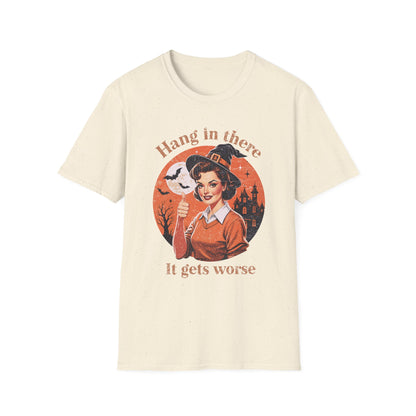 Hang In There Witch T-Shirt — Retro Halloween Graphic Tee