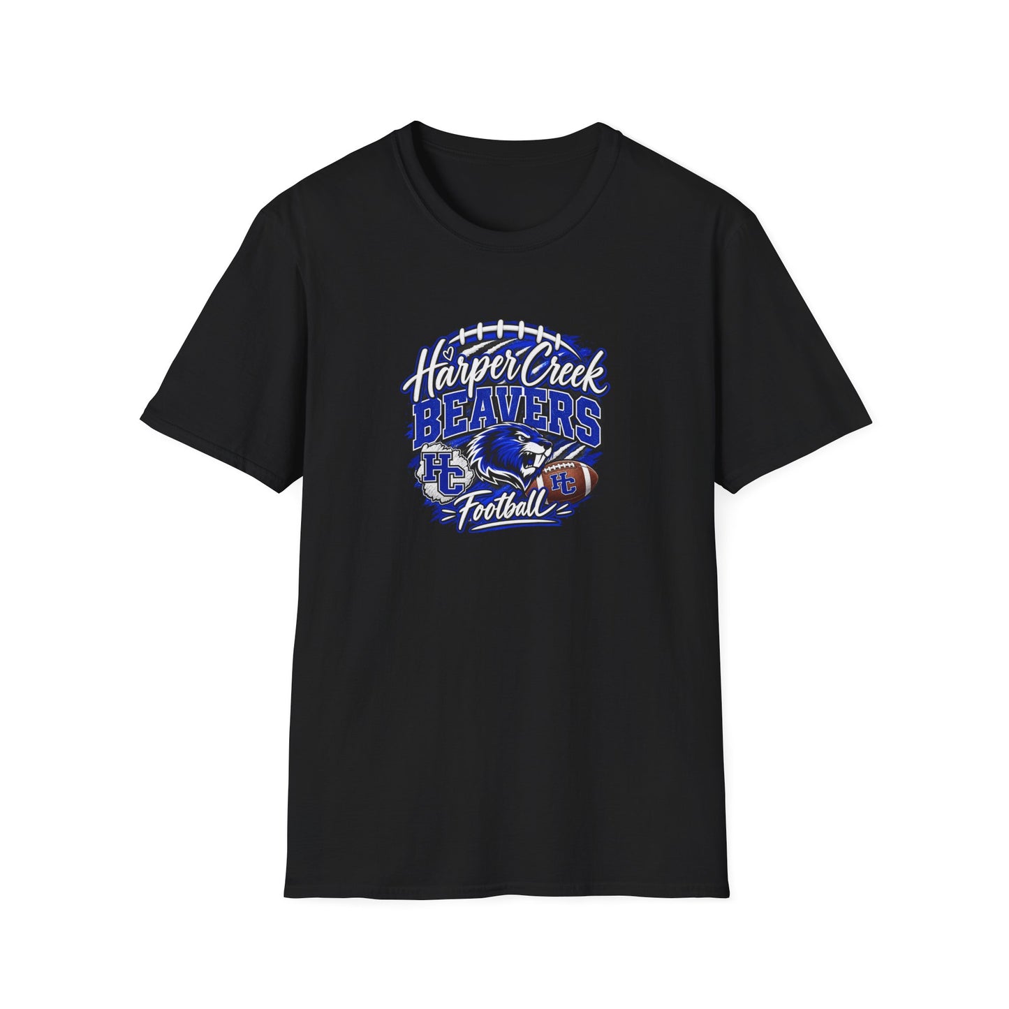 Harper Creek Beavers Football T-Shirt — Team Logo Tee