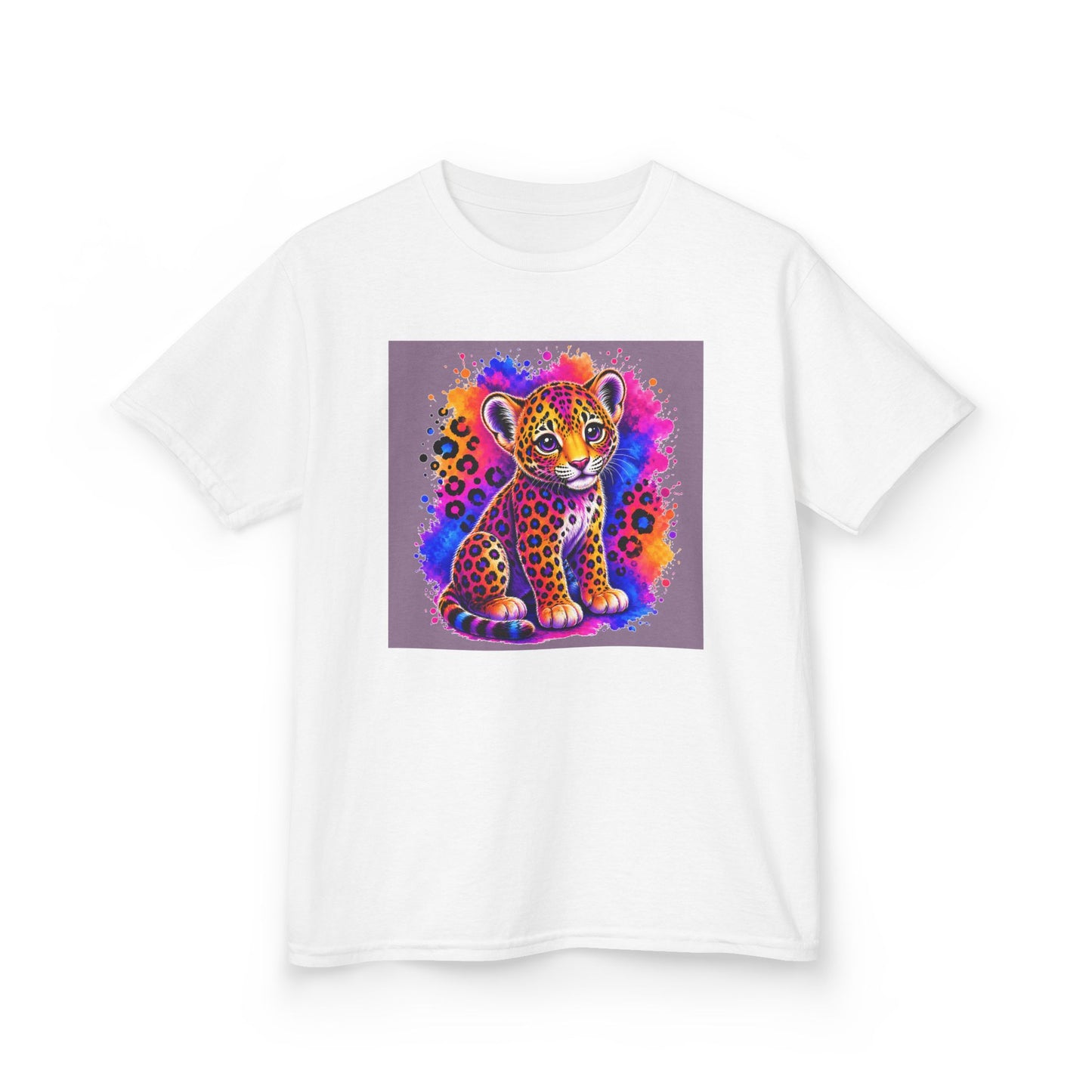 Kids Tee — Colorful Neon Leopard Cub Graphic Shirt