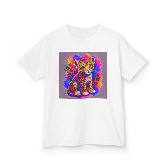Kids Tee — Colorful Neon Leopard Cub Graphic Shirt
