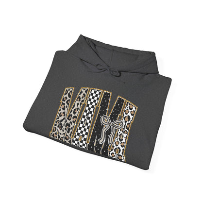 Cowhide Patchwork Hoodie — Leopard & Flag Graphic Pullover