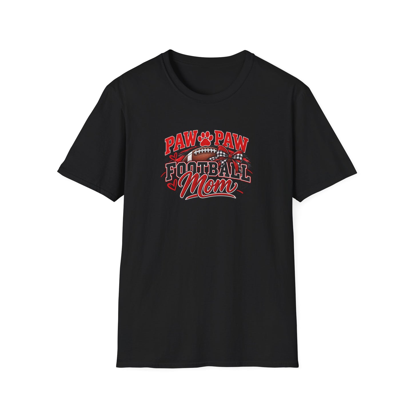 Paw Paw Football Mom T-Shirt — Cute Paw Print Football Mom Tee