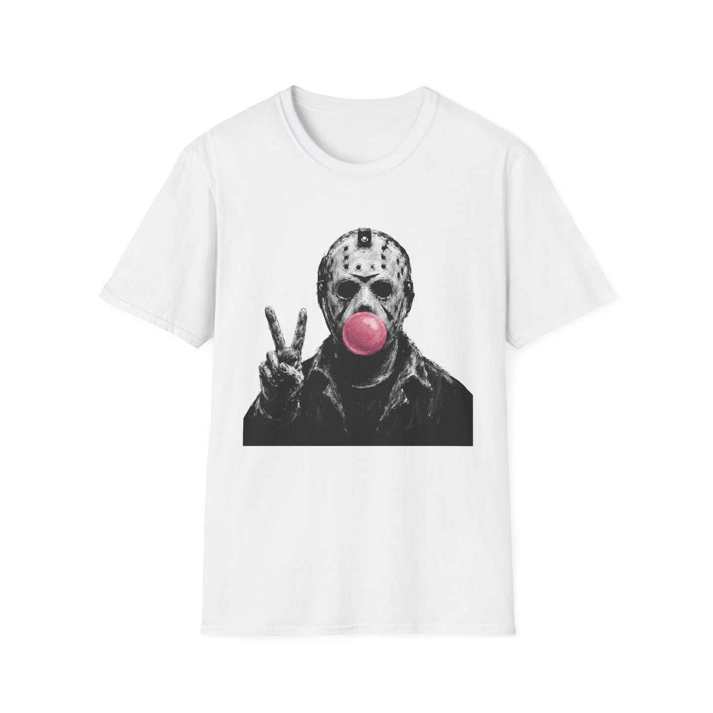 Hockey Mask Bubblegum T‑Shirt — Jason Peace Sign Graphic Tee