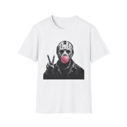 Hockey Mask Bubblegum T‑Shirt — Jason Peace Sign Graphic Tee