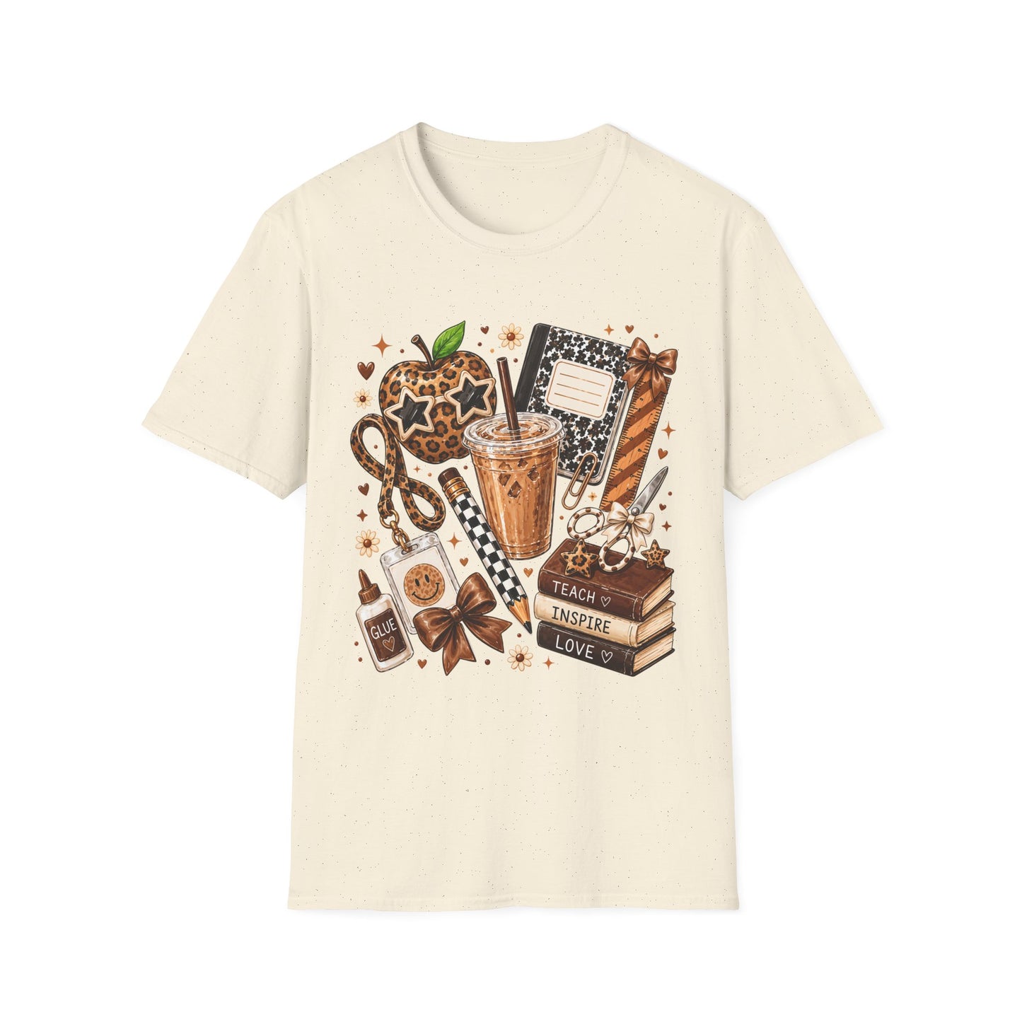 Teacher Inspired Leopard Apple & Coffee T-Shirt