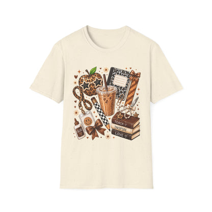 Teacher Inspired Leopard Apple & Coffee T-Shirt