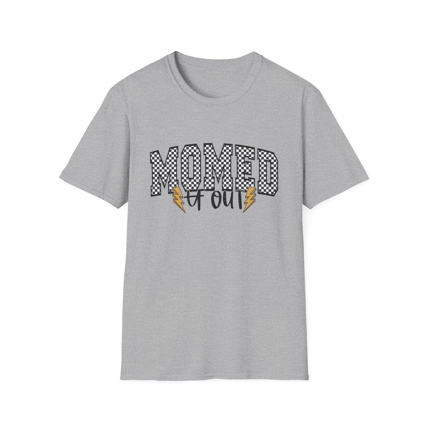 Mom-ed Out T-Shirt — Funny Exhausted Mom Shirt with Lightning Bolts
