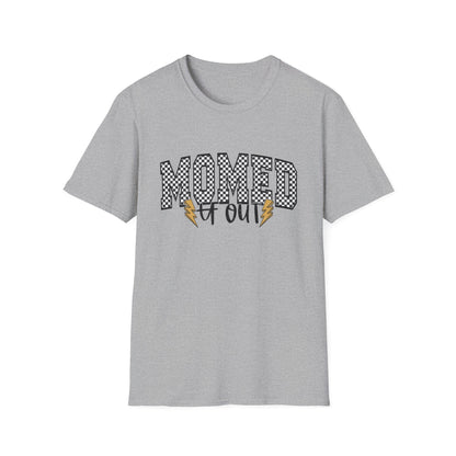 Mom-ed Out T-Shirt — Funny Exhausted Mom Shirt with Lightning Bolts
