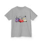 Kids Halloween Monster Cars Tee — Cute Spooky Racing Trucks Design