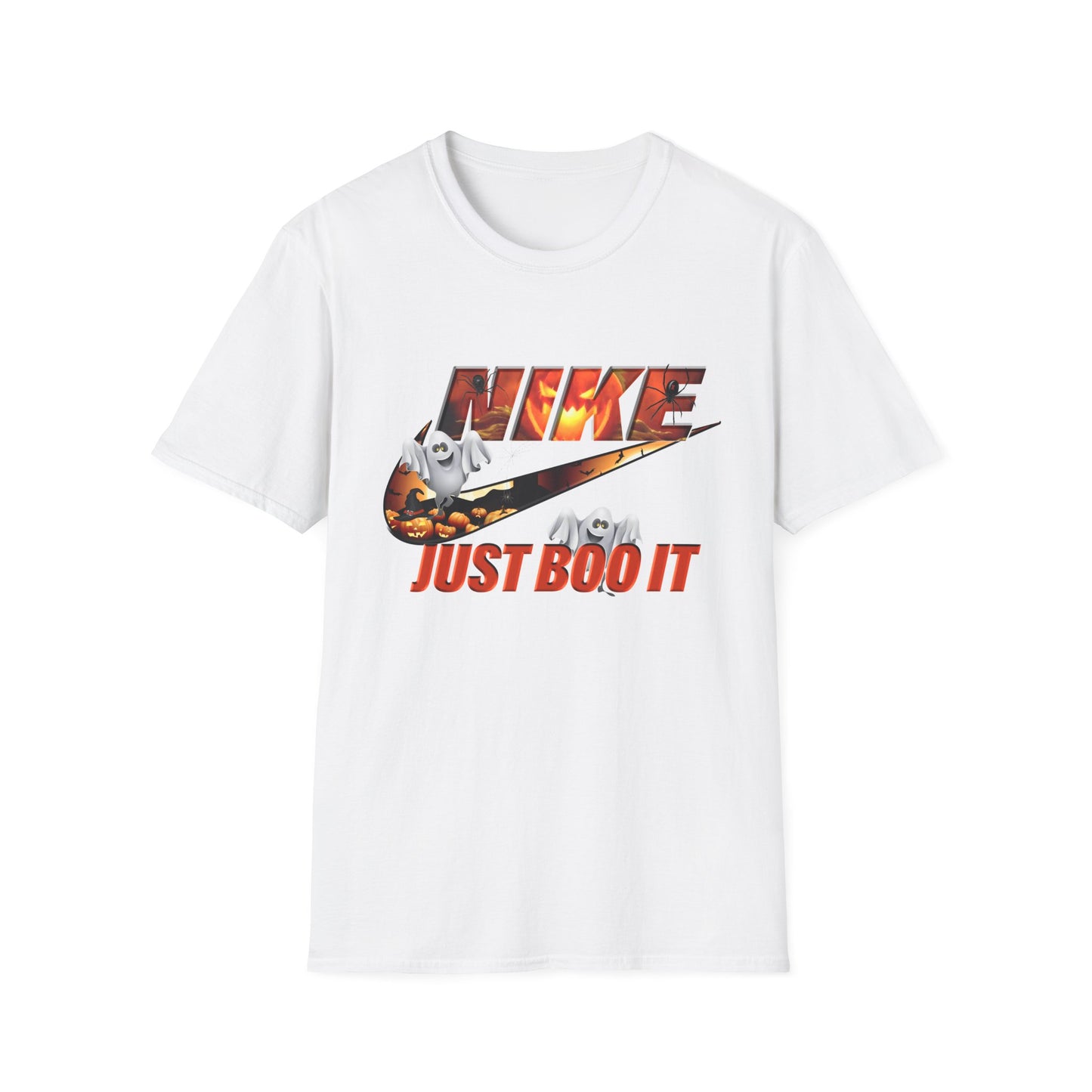 Halloween 'Just Boo It' Graphic T-Shirt — Playful Ghost Nike-Inspired Design