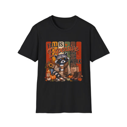 Fall Is Expensive Tee — Cute Raccoon Pumpkin Autumn Graphic Shirt
