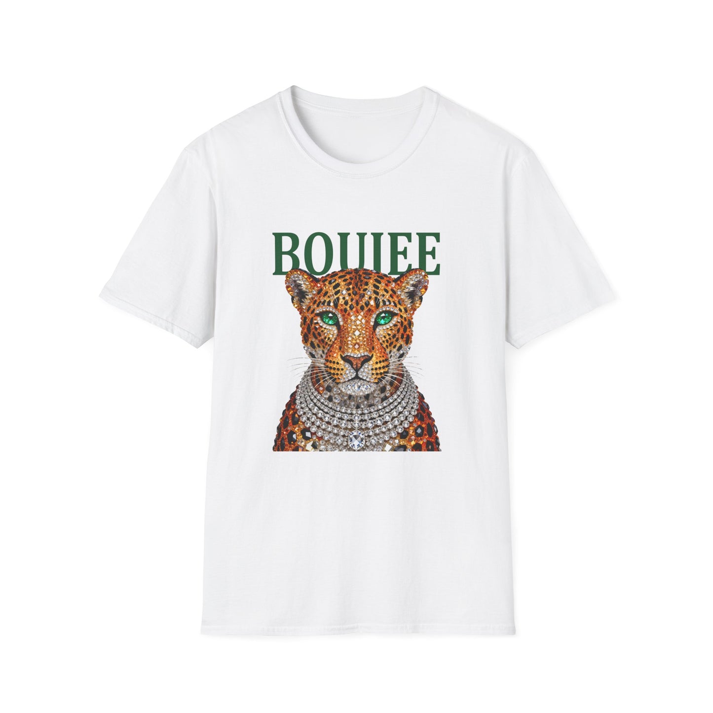 Boujee Leopard T-Shirt — Stylish Women’s Graphic Tee with Jeweled Cat Design
