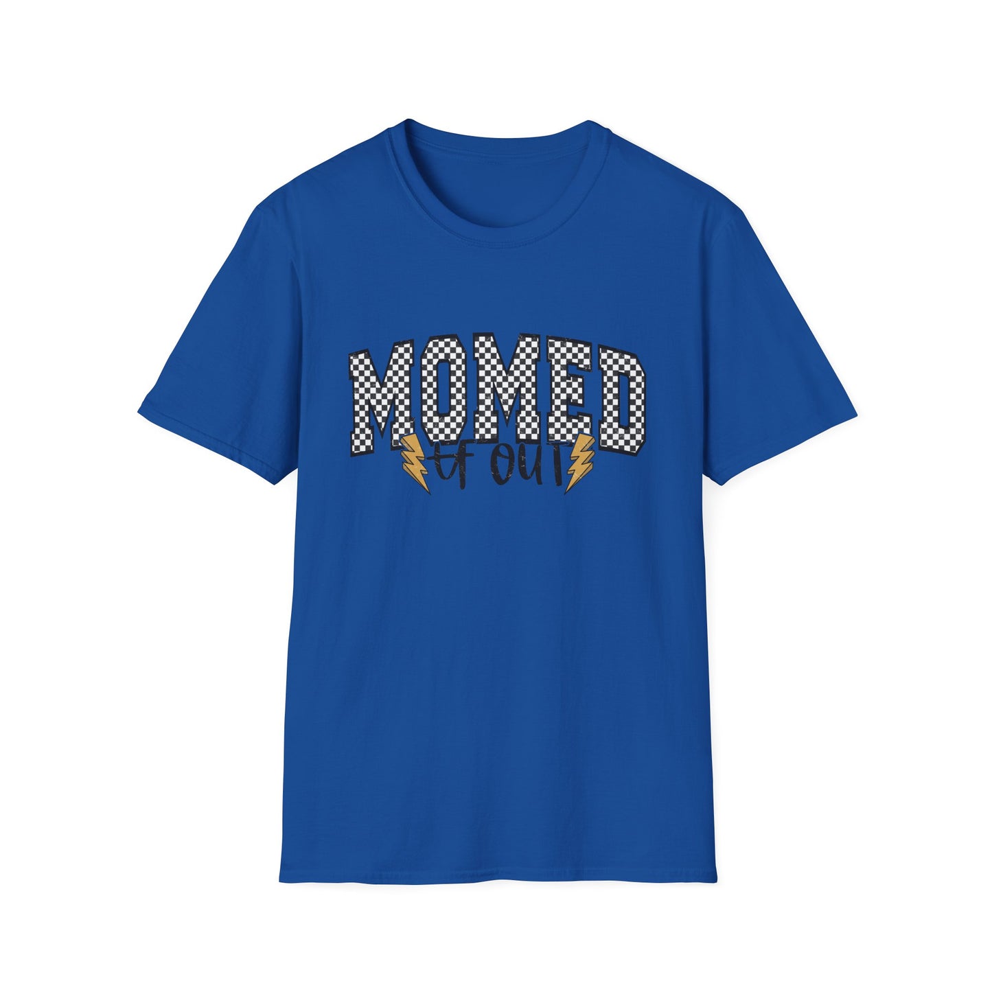 Mom-ed Out T-Shirt — Funny Exhausted Mom Shirt with Lightning Bolts