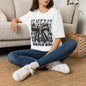 Gameday Football Bow T-Shirt — Floral Black & White Grunge Design