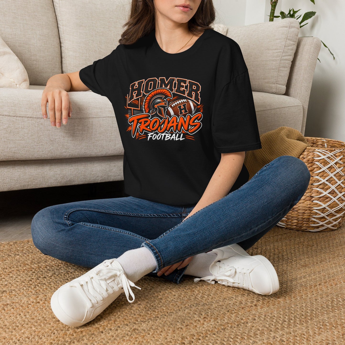 Homer Trojans Football T-Shirt — Vintage Helmet School Spirit Tee