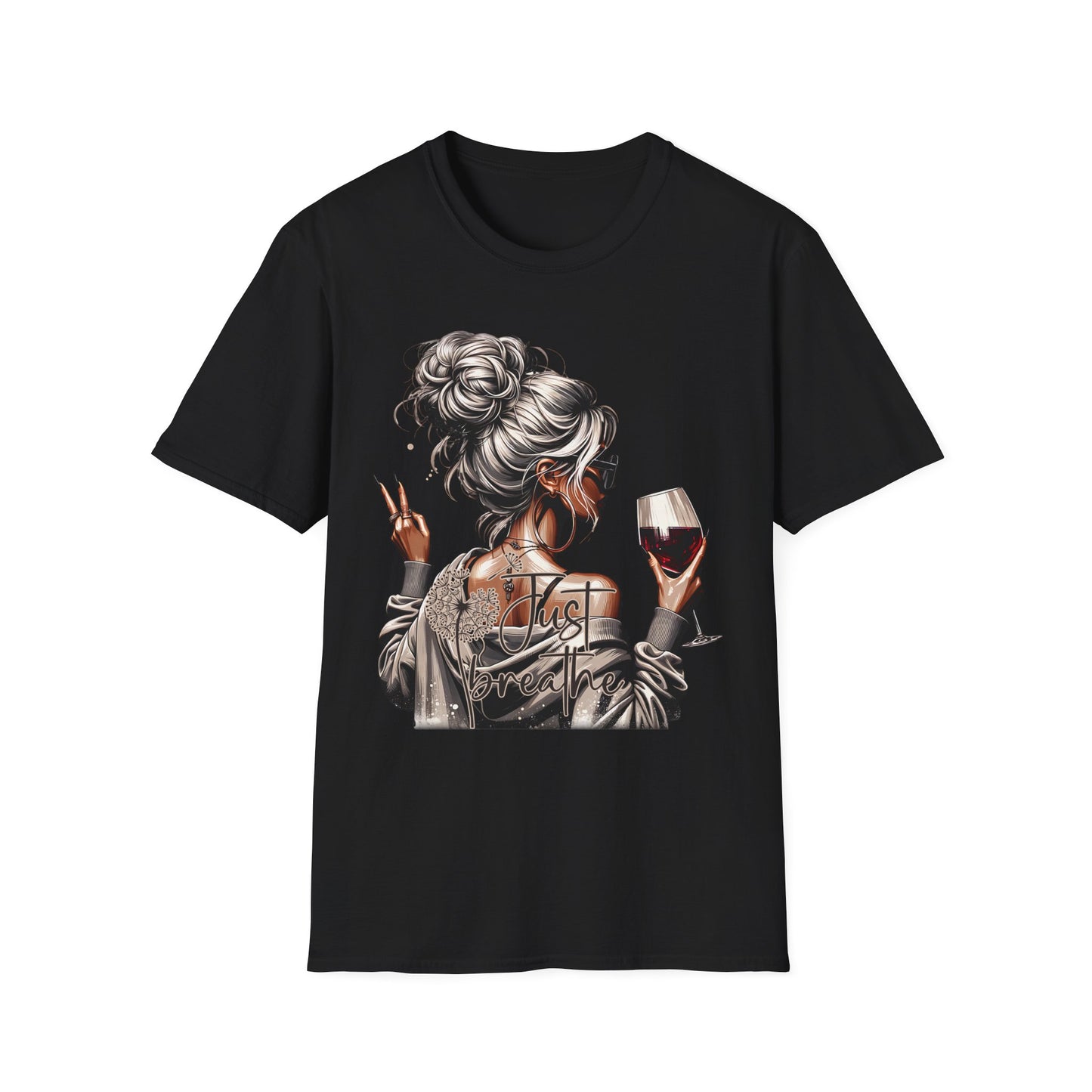Wine & Chill Graphic T-Shirt — Messy Bun Girl Design