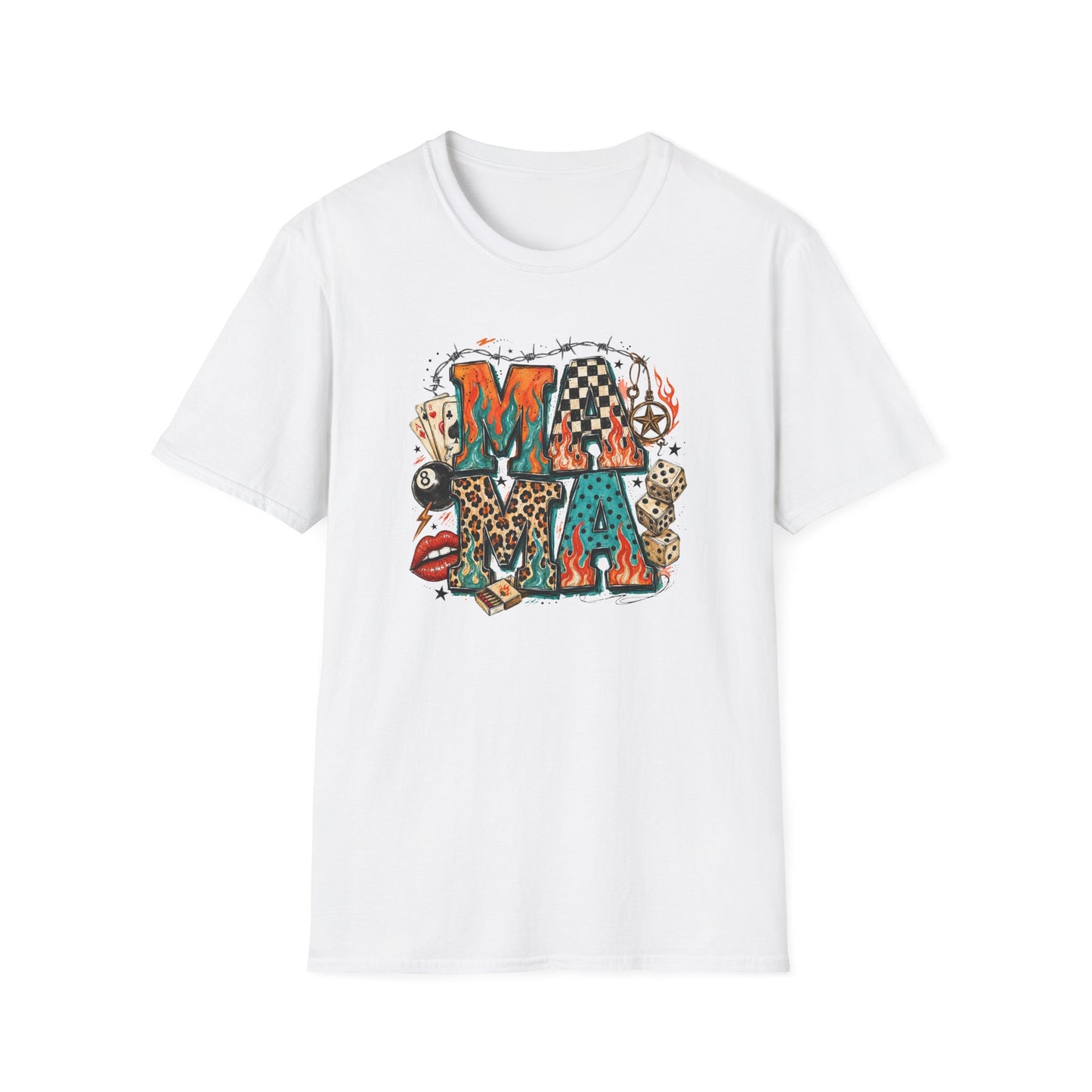 Mama Graphic T-Shirt — Country Western Leopard & Checkerboard Vintage Tattoo Style