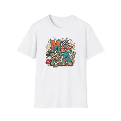 Mama Graphic T-Shirt — Country Western Leopard & Checkerboard Vintage Tattoo Style