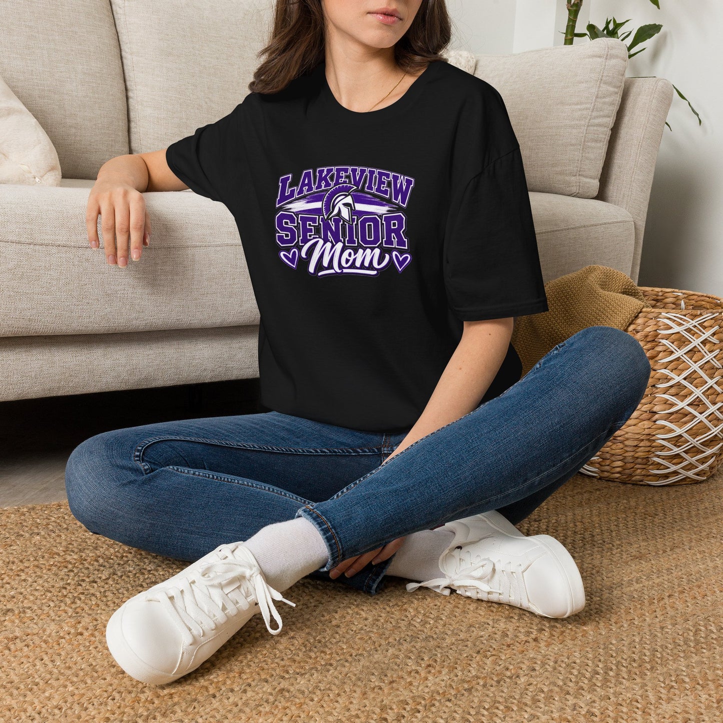 Lakeview Senior Mom T-Shirt — Purple School Spirit Mom Tee