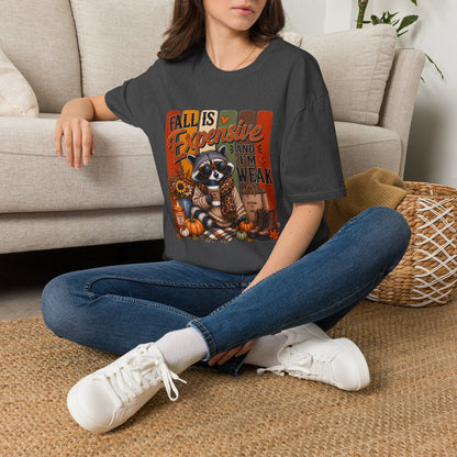 Fall Is Expensive Tee — Cute Raccoon Pumpkin Autumn Graphic Shirt
