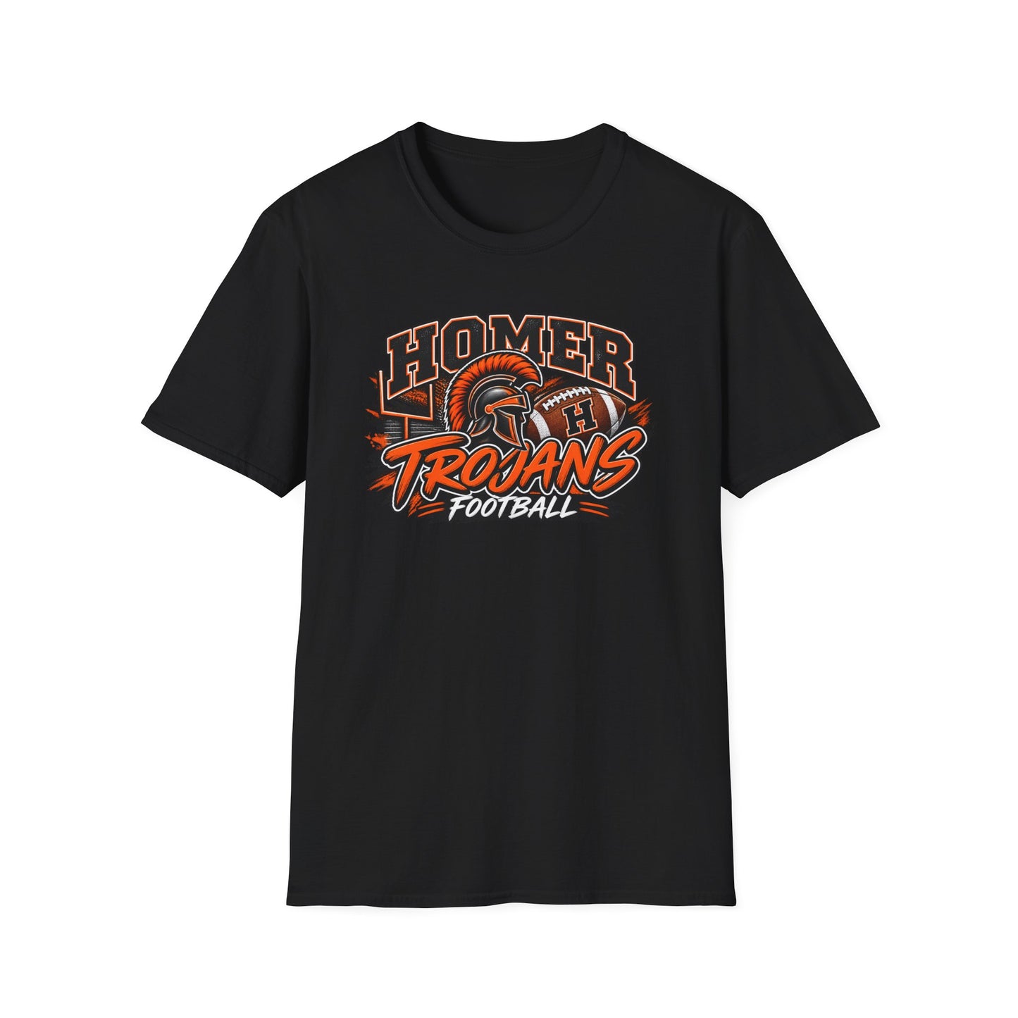 Homer Trojans Football T-Shirt — Vintage Helmet School Spirit Tee