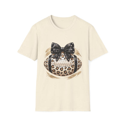 Leopard Circle Graphic Tee — Studded Black Bow Design