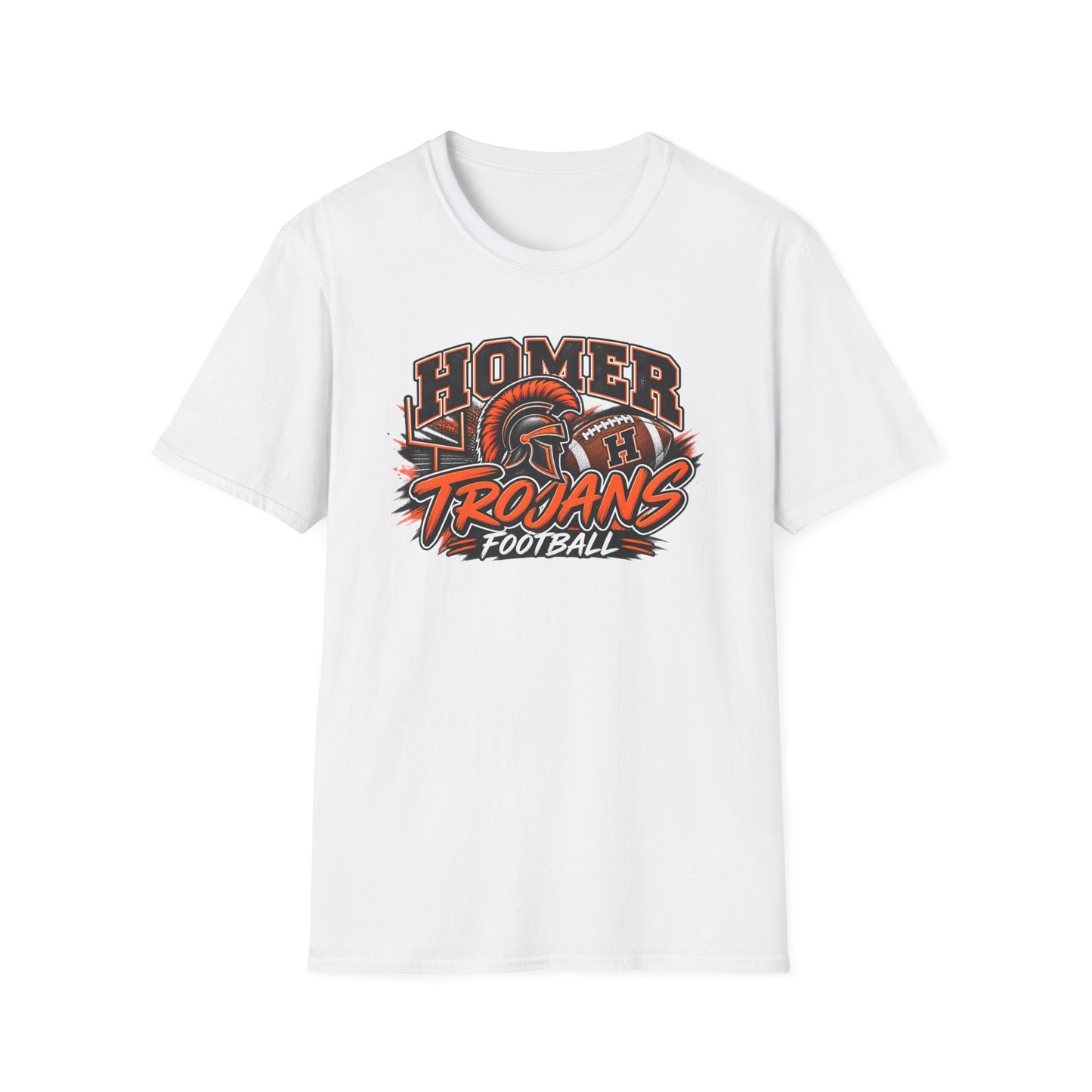 Homer Trojans Football T-Shirt — Vintage Helmet School Spirit Tee