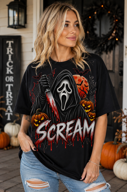 Scream Mask Halloween T‑Shirt — Horror Ghost Pumpkin Graphic Tee
