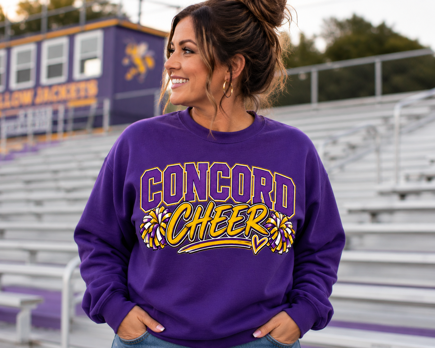 Concord Cheer Crewneck Sweatshirt — Yellow Jackets Cheerleading Mom Pullover