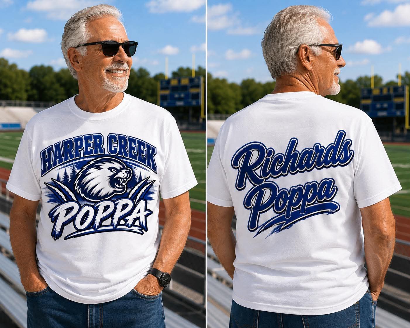 Harper Creek Poppa T-Shirt — Retro Mascot Tee for Dad & Family Fans