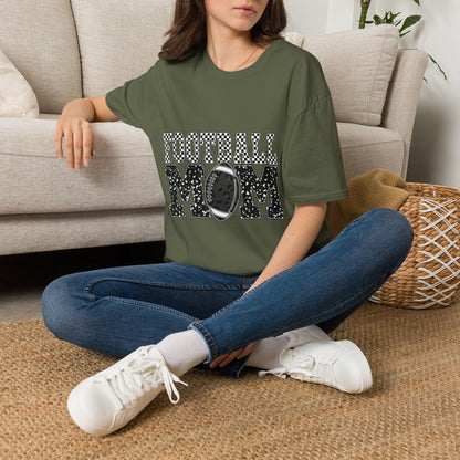 Football Mom T‑Shirt — Vintage Black & White Game Day Tee