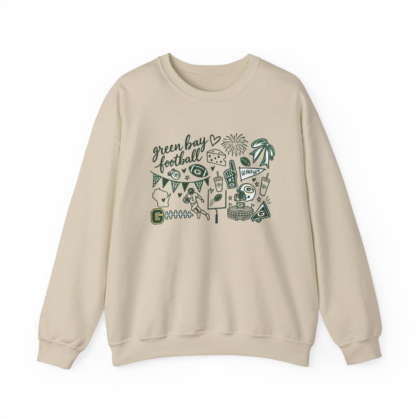 Green Bay Football Doodle Crewneck Sweatshirt