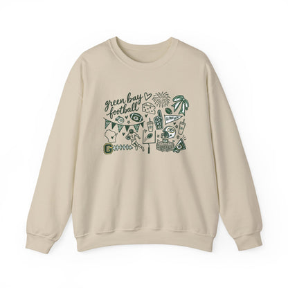 Green Bay Football Doodle Crewneck Sweatshirt