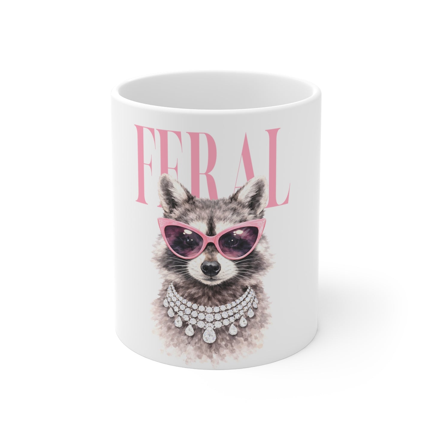 Feral Raccoon Pink Sunglasses Coffee Mug — Cute Animal Lover Gift