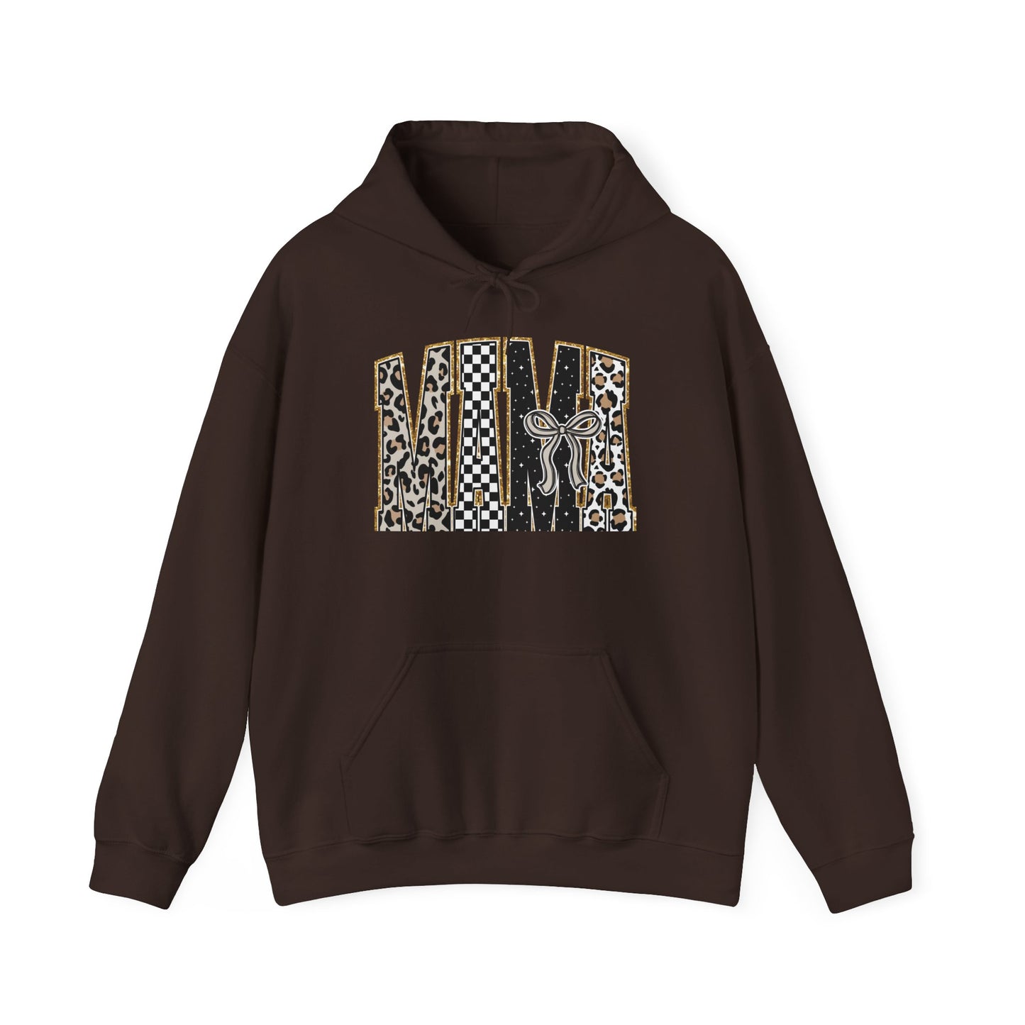 Cowhide Patchwork Hoodie — Leopard & Flag Graphic Pullover