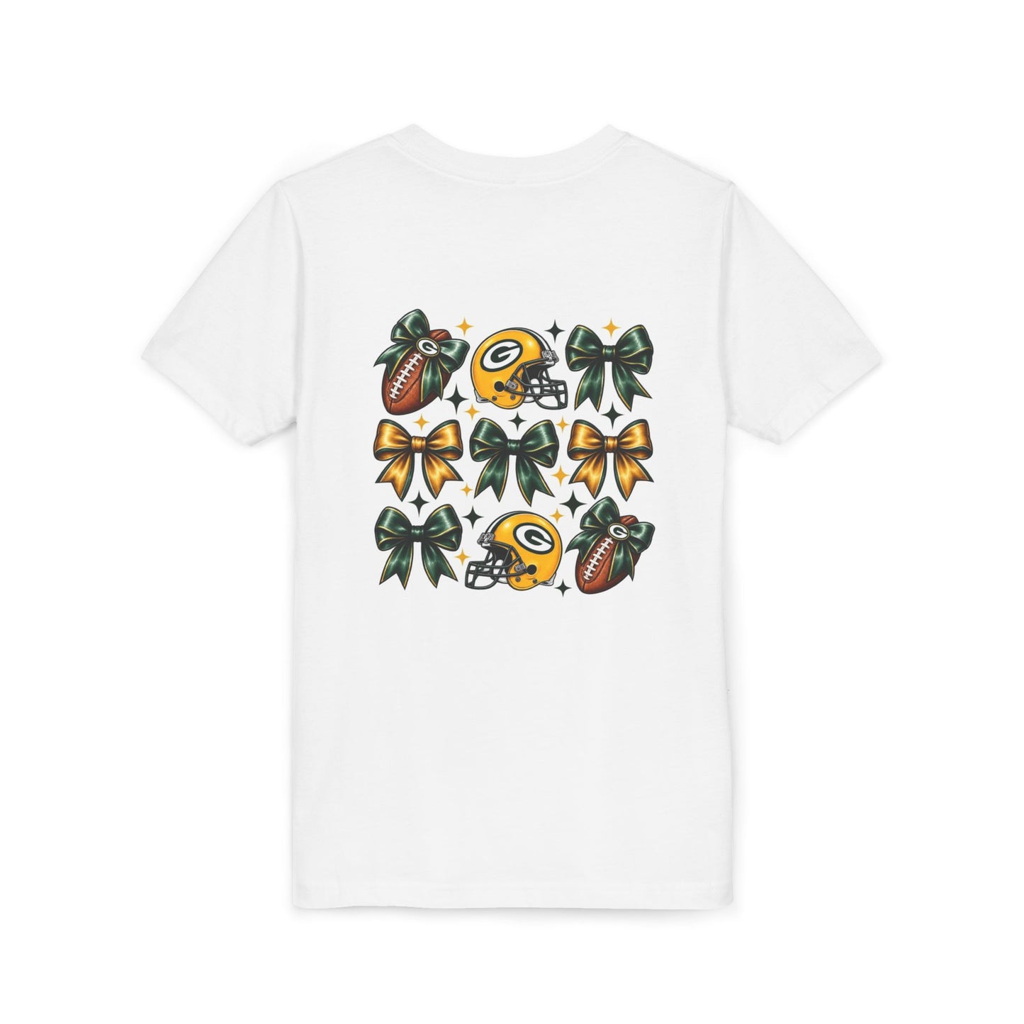 Youth Green Bay Football Helmet & Bow T-Shirt – Kids Game Day Tee