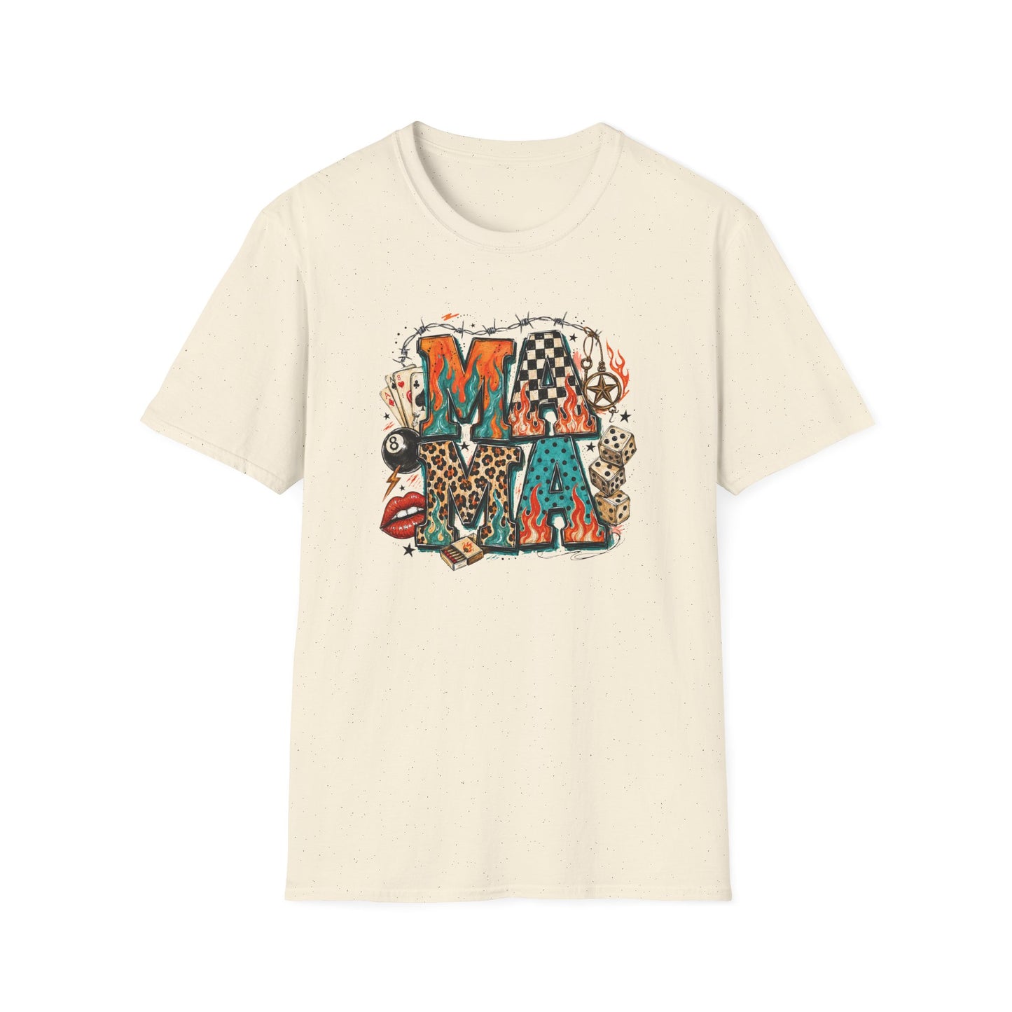 Mama Graphic T-Shirt — Country Western Leopard & Checkerboard Vintage Tattoo Style