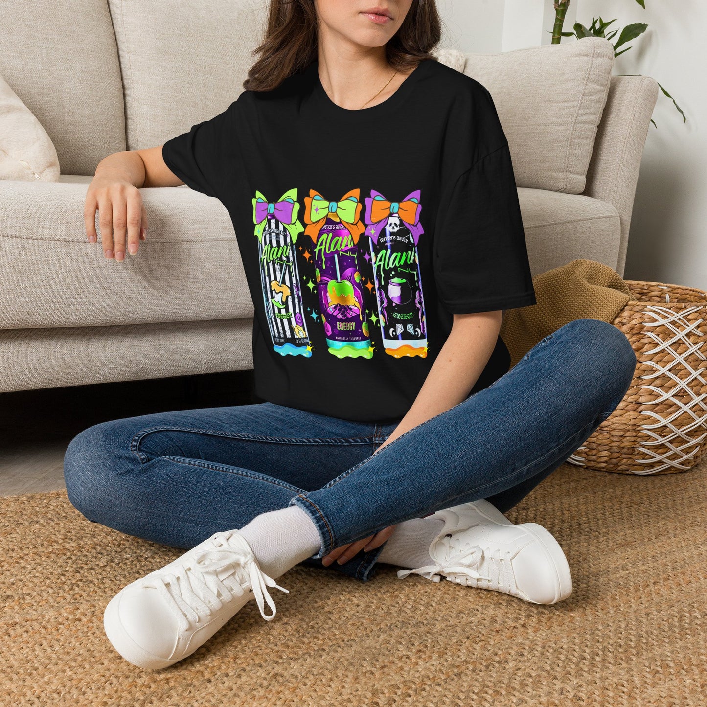 Halloween Ghost Bow T-Shirt — Colorful Trio Graphic Tee