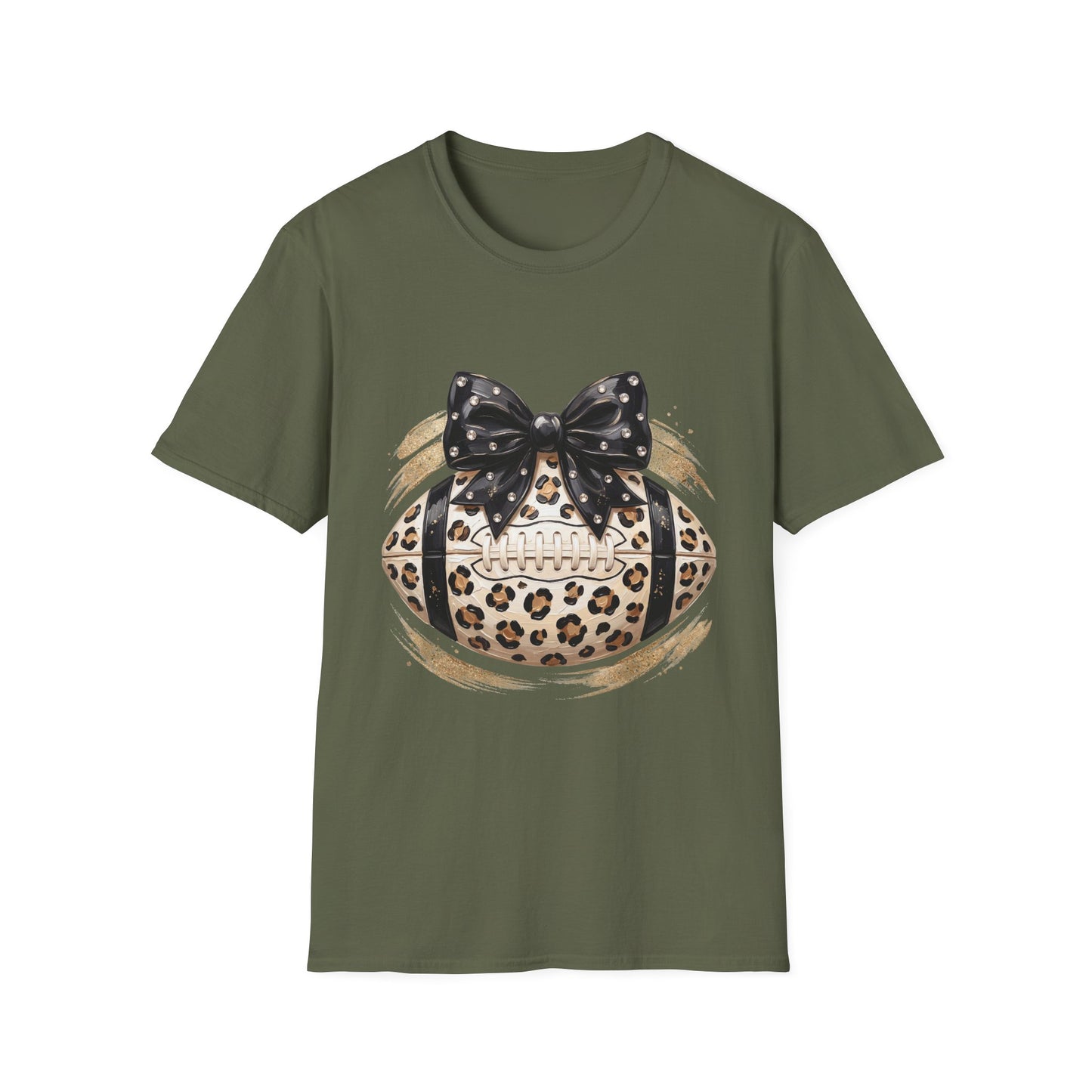 Leopard Circle Graphic Tee — Studded Black Bow Design