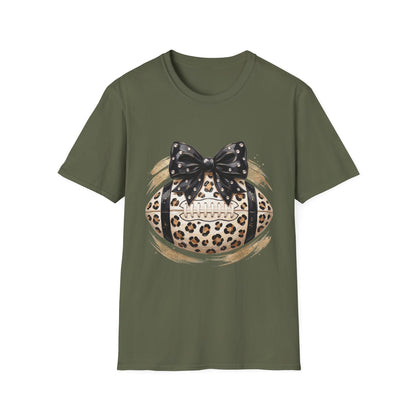 Leopard Circle Graphic Tee — Studded Black Bow Design