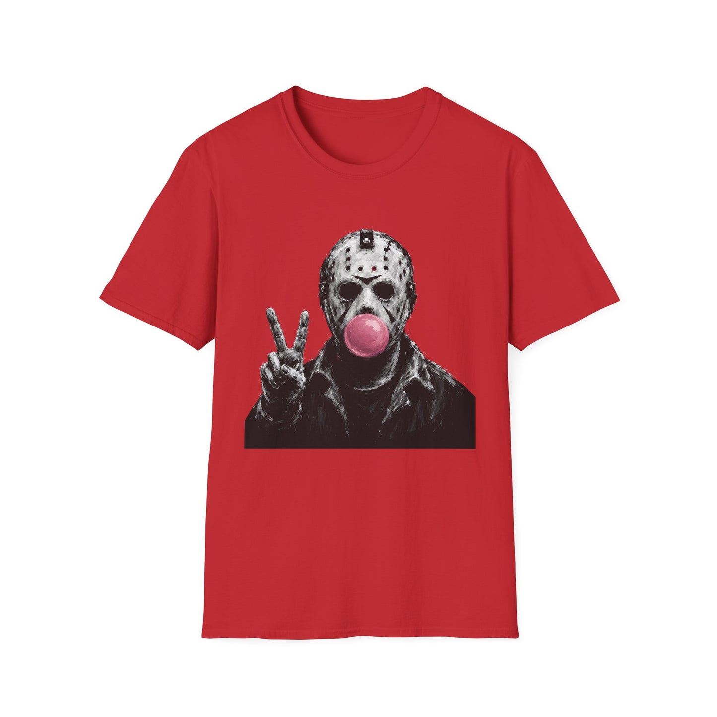 Hockey Mask Bubblegum T‑Shirt — Jason Peace Sign Graphic Tee