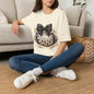 Leopard Circle Graphic Tee — Studded Black Bow Design